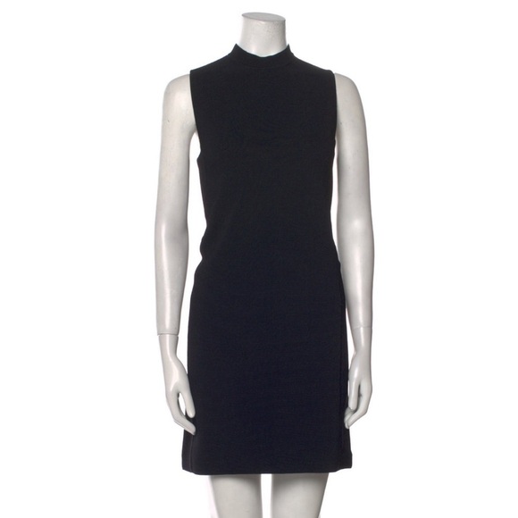 Ralph Lauren Collection Mini Black Mock Neck Dress 60s Ribbed Boxy Short Runway - Picture 2 of 11